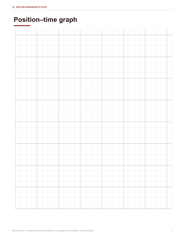 Preview of Printable Position-Time Graph Paper